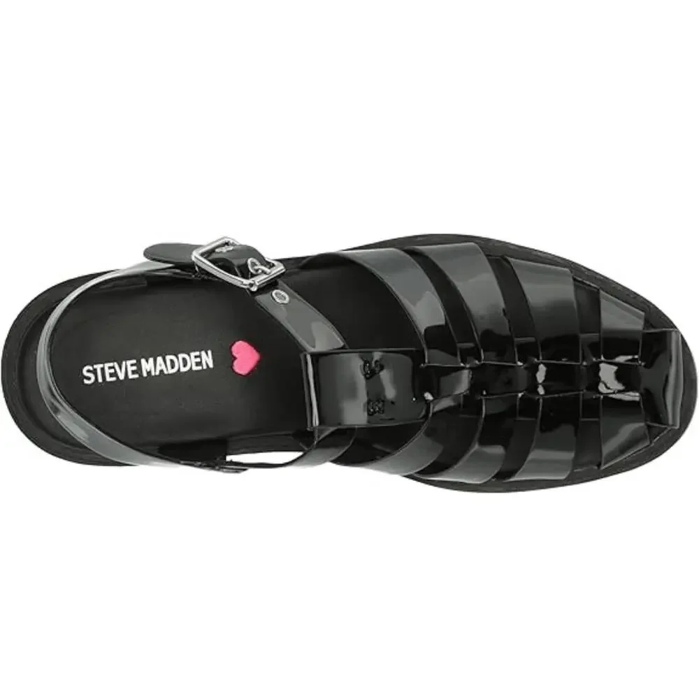 Steve Madden Dory Sandals Girls US 5Y M Black Adjustable Strap Platform NCZ342